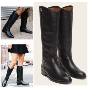 Frye Melissa Black Button Knee High Leather Boots